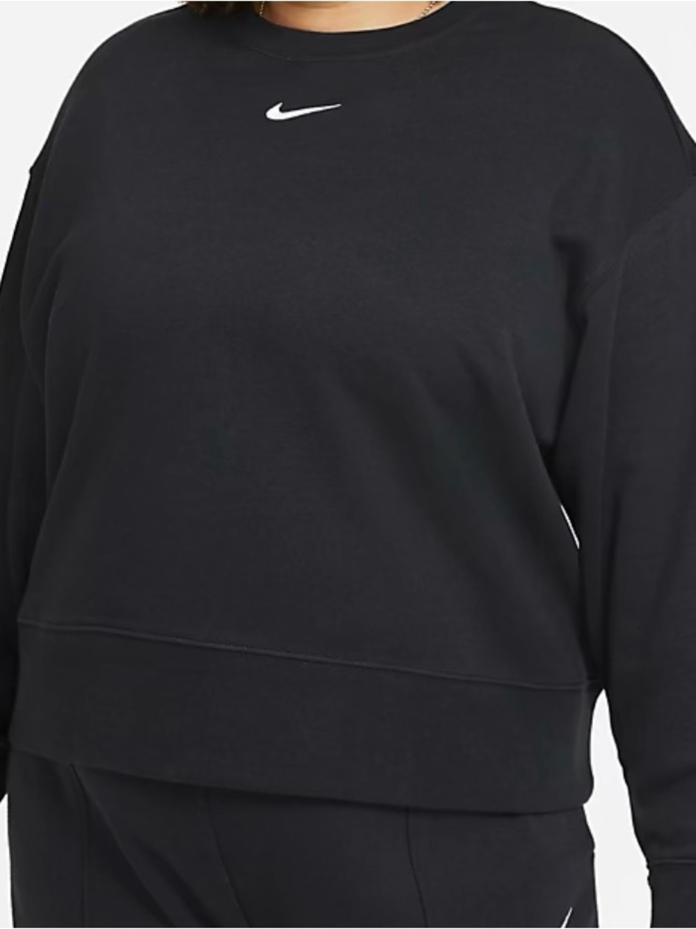 😎Nike Black Crew Sweatshirt with White Swoosh